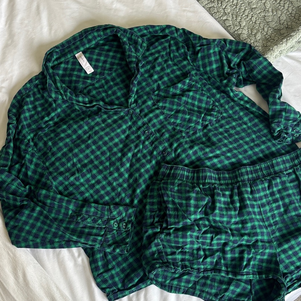 Auden Green and Navy Plaid Sleep Set